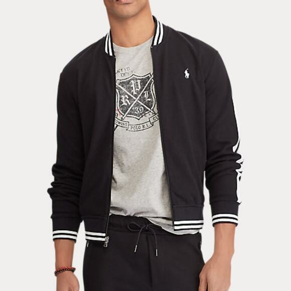 Polo Ralph Lauren Navy and White Baseball Sweatshirt Full Zip Jacket Men's Large - Picture 1 of 11